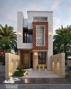 this is a modern style house in the evening