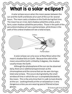 the solar eclipse worksheet with text and diagrams for students to use in science