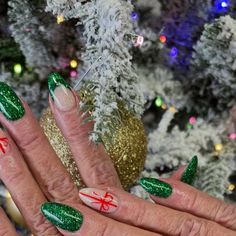 Harry on Instagram: "Sparkly green christmas nails eat and leave no crumbs 💅💁‍♂️

Colours: NU176 Goddess + NL17 Peek-A-Boo" Green Christmas, Christmas Nails, Nails, Green, Christmas, Color, Instagram