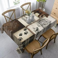 the table is decorated with dog paw prints