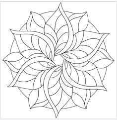 a black and white circular design with leaves on the center, as well as an outline for