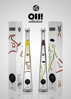 two bottles of oil are shown next to each other