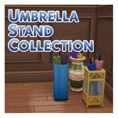 the umbrella stand collection is on display with other items