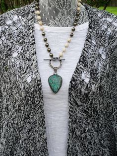 Excited to share the latest addition to my #etsy shop: Teardrop Chrysocolla Sterling Silver Pendant Gunmetal Toggle Necklace - Riverstone and Pyrite Gemstone Necklace - Oxidized Sterling Pendant https://etsy.me/3ckSTLy #teardrop #no #women #silver #sterlingsilver #pend