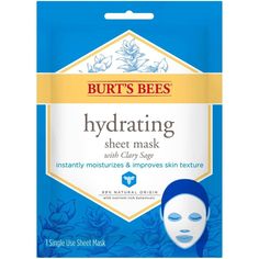 Give your skin the gift of long lasting hydration with Burt's Bees® Hydrating Sheet Masks. These masks are infused with clary sage to instantly moisturize, balance PH and improve the texture of your skin. Extracts from plants and flowers help to promote healthy skin and effectively keeps the skin hydrated, revitalized, and radiant. They are specially formulated to leave your skin feeling soft and supple. Hydrating masks are easy to use, simply lift the mask from the pouch, apply mask to clean sk Burt Bees, Best Sheet Masks, Hydrating Sheet Mask, Hydrating Face Mask, Face Sheet Mask, Good Genes, Mascara Facial, Hydrating Mask, Burt's Bees