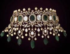 Emerald Necklace Indian, Studded Choker, Wedding Jewellery Designs, Neck Pieces Jewelry, Choker Designs