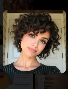 Medium Short Hairstyle Women Curly, Fun Short Curly Hairstyles, Short Layer Curly Haircut, Choppy Curly Bob, Short Curly Haircuts 2c, Short Spiral Perm, Short Curly Fine Hair, Rounded Layers Short Curly Hair, Layered Chin Length Bob Curly