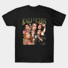 a black t - shirt with an image of kalli kutchs on it