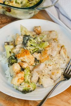 chicken and broccoli casserole on a white plate with the words best broccoli chicken divan