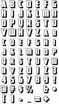 the alphabet and numbers are all in different styles, but one is black on white