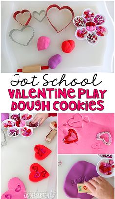 valentine's day play dough cookies for kids to make with their hands and fingers