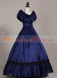 Blue Satins Victorian Edwardian Dresses Princess Titanic Tea Party Ball Gowns    Condition: Brand New  Color: amp;nbsp; As Picture  Material: Stain  Silhouette: Ball Gown  Sleeve Length: Short Sleeve  Dresses Length:Floor-Length  Neckline: V-Neck  Decoration: Ruffles  Style: Vintage  Includes: Dress    amp;nbsp; Elegant Blue Victorian Dress For Party, Elegant Blue Dress For Halloween, Victorian Style Floor-length Fancy Dress, Elegant Halloween Party Ball Gown, Gothic Halloween Party Ball Gown, Blue Victorian Ball Gown For Costume Party, Victorian Ball Gown With Attached Cancan For Costume Party, Blue Victorian Dress For Fancy Dress Events, Victorian Blue Dress For Fancy Dress Events