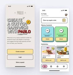 the app is designed to look like a mobile phone with food and drinks on it