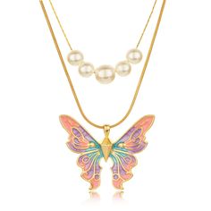 PRICES MAY VARY. BUTTERFLY NECKLACE SET: Butterflies are symbols of beauty and freedom. Wearing this fairy butterfly necklace set will show your unique beauty in the crowd. Let her know that you want her to live a free and confident life forever with this necklace. BUTTERFLY GIFTS: This butterfly necklace is the best gifts for your daughter, sister, granddaughter, best friends or your love. The memorial necklace is delivered quickly by Amazon. Comes in a elegant gift bag, ready for giving. SIZE: Butterfly Chain Necklace, Colourful Butterfly, Butterfly Necklaces, Fairy Butterfly, Gifts For Daughter, Necklace Butterfly, Pearl Gifts, Pearl Necklace Set, Butterfly Gifts