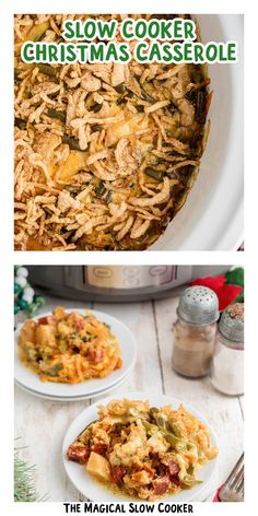 slow cooker christmas casserole recipe with text overlay