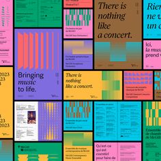 there are many different types of brochures on this page, each one has an interesting color scheme