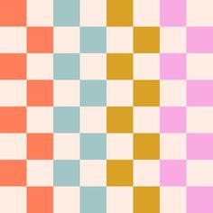 an orange, pink and blue checkerboard pattern is seen in this image with no background