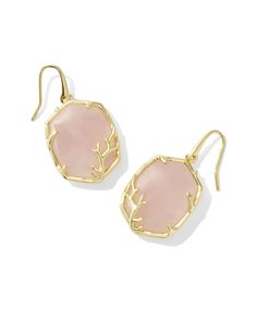 The Daphne Gold Coral Frame Drop Earrings in Rose Quartz give all the beachy vibes—and we’re so here for it! Drop earrings in our Daphne stone shape are dressed up with delicate coral-inspired details. They’re sophisticated, but unique, and will make your ear stack really pop. Metal 14k Yellow Gold Over Brass Material Rose Quartz Closure Earwire Size 1.5"L X 0.79"WDue to the one-of-a-kind nature of the medium, exact colors and patterns may vary slightly from the image shown. | Kendra Scott Daphn Kendra Scott Rose Quartz, Engraved Initials, Bar Jewelry, Beachy Vibes, Birthstone Colors, Ear Stack, Rose Necklace, Pink Jewelry, Zodiac Jewelry