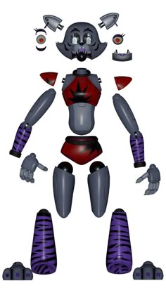 an image of a robot with purple and black stripes