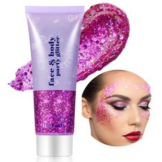 PRICES MAY VARY. Rose Purple Glitter Holographic Effect:This chunky glitter blends with plenty of different shapes and sizes of chunky and fine glitters in a gel base,great for a metallic coverage wtih a holographic effect.The mermaid sequin glitters have vibrant color,which shows up as an ultra-reflective and shiny sparking shimmer smear. Easy-on,easy-off:Has a stick adhesive,goes on smoothly with a quick swipe of a finger or brush after easy squeezing out.Can be applied over face paint designs Face Glitter Makeup, Nails Festival, Holographic Accessories, Face Glitter, Glitter Accessories, Body Shimmer, Glitter Lipstick, Festival Glitter, Rave Accessories