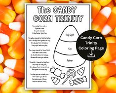 the candy corn trinky coloring page is shown in black and white with an image of