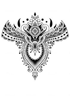 an intricate black and white tattoo design