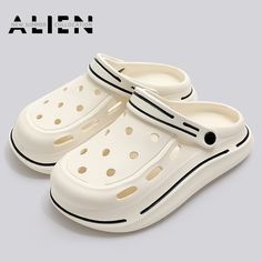 Platform Sandals Summer Women Slippers 6cm Wedges Sandals Outdoor Clogs Thick Street Beach Slide Flip Flops Garden Shoes White Casual Eva Clogs, White Round Toe Eva Clogs, White Eva Clogs With Round Toe, Summer Open Toe Non-slip Clogs, Casual Summer Mules For Outdoor, Casual Summer Outdoor Mules, Summer Outdoor Slip-on Mules, Casual Beach Platform Slippers With Open Heel, Casual Open Heel Platform Slippers For Beach