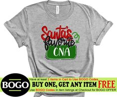 Healthcare Christmas Shirt. Enjoy our continuous BOGO SALE - where all t-shirts and tanks are Buy One Get One Free and includes FREE SHIPPING when you purchase $35 or more. Our process includes High Quality Direct To Garment (DTG) printing using durable, vibrant and safe water based inks that absorb into the shirt for an ultra soft feel. SHIRT INFORMATION Shirts DO NOT come with sleeves rolled or tied at the bottom. This is just a photo prop for the display picture. Shirts used are a unisex Bella Canvas shirt (NEXT LEVEL Brand or another similar style may be substituted if needed).  Shirts used for Men's designs are Gildan brand (Unisex Sizing).  Shirt measurements and color options are listed as photos in the item listing. Shirts are printed using water based inks using soft and comfortab Emt Shirts, Certified Nursing Assistant, Safe Water, Bogo Sale, Display Picture, Buy One Get One Free, Holiday Shirt, Nursing Tshirts, Dtg Printing