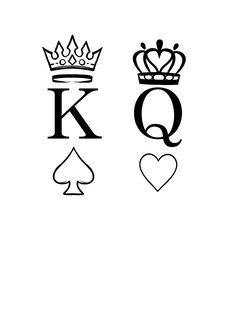 the letter k is for king and queen, with two hearts on each one side