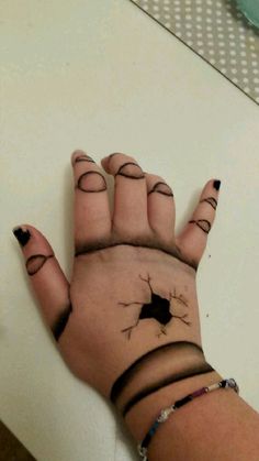 Proud of myself for this broken, marionette type doll hand makeup Doll Hands Tattoo, Scary Things To Draw On Your Hand, Puppet Joints Drawing, Scary Doll Costume Make Up, Doll Body Makeup, Broken Doll Costume Makeup, Puppet Hand Tattoo, Doll Halloween Makeup Creepy, Halloween Costumes Doll Scary