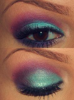 Going to try this teal eyeshadow Teal Eyes, Party Make-up, 80s Makeup, Purple Eye Makeup, Make Up Looks, Purple Eyes, Makati, Eye Make, Pretty Eyes