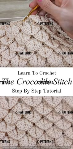 the crochet stitch pattern is shown with instructions