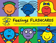 the cover of feelings flashcards is colorful and has cartoon characters on it's front