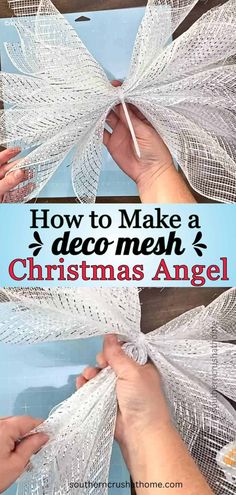 how to make a deco - mesh christmas angel with this easy step by step instructions