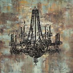 an abstract painting of a chandelier