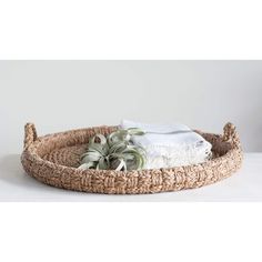 a basket with some plants in it