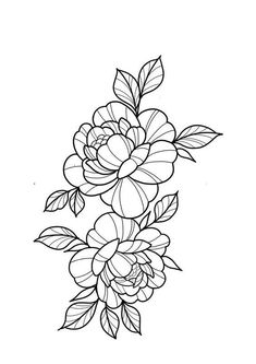 a black and white drawing of flowers