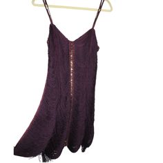 Free People Women's Purple Fringed Mini Dress. The Size Tag And Brand Label Have Been Removed But This Measures Like A Size 10/12. Zip Back. Preowned In Good Condition. Bust 34" Stretching To 42" Hip 38" Stretching To 47" Length From Underarm To Hem Is 23" Purple Mini Dress, Fringe Mini Dress, Purple Mini Dresses, Brand Label, Free People Dress, Size Tag, Stretching, Free People, Size 10