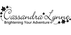 the logo for cassanda lynne's brightening your adventure, with flowers and leaves