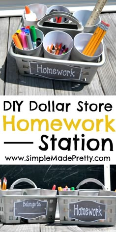 the diy dollar store homework station is great for kids to do with their homes