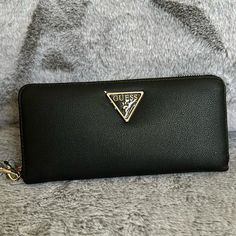 This A New Guess Long Wallet.. Trendy Black Formal Wallet, Trendy Black Everyday Wallet, Bags Guess, Guess Wallet, Guess Logo, Alligator Print, Guess Handbags, Guess Bags, Guess By Marciano