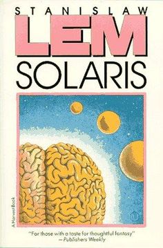 a book cover with an image of a brain and planets in the background, which is also called lem solaris