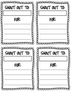 four short to do lists with the words short out and for written in black ink