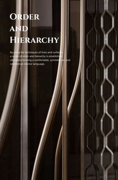 the front cover of an article about order and hierarchy, featuring metal bars