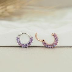 Purple Opal/cz Clicker Daith Earring, Septum Ring, Philtrum Ring, Hoop Piercing, Cartilage, Clicker Ring, Helix Earring, Eternity Hoo, Lobe - Etsy Purple Septum Ring, Unique Daith Jewelry, Daith Piercing Jewelry Silver, Cute Dainty Jewelry, Opal Piercing, Earring Aesthetic, Hoop Piercing, Daith Rings