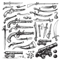 Swords Ideas Drawing, Pirate Art Reference, Drawing Pirate, Pirate Designs, Pirates Drawing, Drawings Of Swords, Pirate Drawings, Pirate Drawing Reference, Pirate Reference