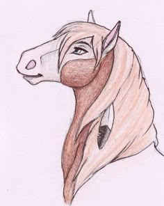 a drawing of a horse with long manes