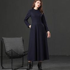 Long Wool Dress Women Dress Long sleeve dress Dress For | Etsy Winter A-line Maxi Dress, Wool Long Sleeve Midi Dress For Spring, Wool Long Sleeve Dresses For Work, Winter Midi Length Long Sleeve Workwear Dress, Winter Wool A-line Dress, Winter A-line Long Sleeve Dress, Solid Color A-line Long Sleeve Winter Dress, Long Sleeve Dress For Winter Workwear, Solid Long Sleeve Dress For Winter Workwear