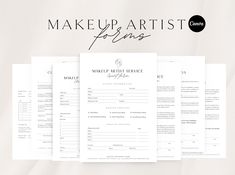 the makeup artist resume is displayed on top of three sheets