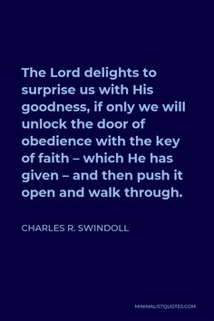 charles r swindoll quote about the lord delights to surprise us with his goodness